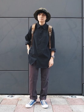 「THE NERDYS（ザ ナーディーズ）のアイテム（パンツ）」を使った、Azureさん（レディース・163cm）の秋コーディネート