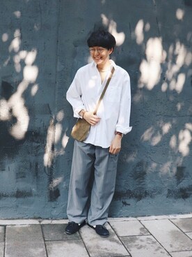 「THE NERDYS（ザ ナーディーズ）のアイテム（パンツ）」を使った、Azureさん（メンズ・163cm）の春コーディネート