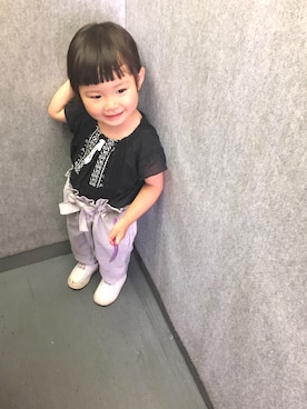 「BRANSHES（ブランシェス）の刺繍入りブラウス（シャツ/ブラウス、ブラック系）」を使った、773.nさん（キッズ）の夏コーディネート