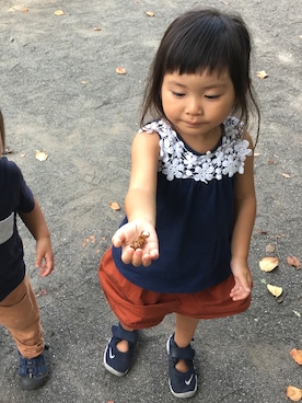 「ZARA（ザラ）のアイテム（Tシャツ/カットソー、ブルー系）」を使った、773.nさん（キッズ）の夏コーディネート