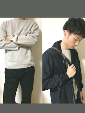「グレージュ」｜「アイテム（マウンテンパーカー）」を使った、kさん（メンズ・182cm）の秋コーディネート