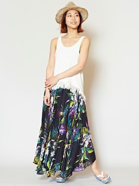 「アイテム（タンクトップ）」を使った、チャイハネSTAFF MOROさん（レディース・167cm）の夏コーディネート