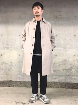 「JUNRED（ジュンレッド）のアイテム（ステンカラーコート）」を使った、SiNさん（メンズ・178cm）の冬コーディネート