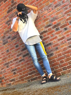 「撮影」｜「アイテム（帽子）」を使った、ace toneさん（メンズ・176cm）の夏コーディネート