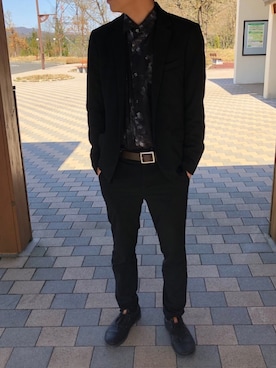 「花見」｜「アイテム（スラックス）」を使った、Atsuyaさん（メンズ・177cm）の春コーディネート