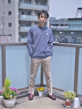 「carhartt」｜「アイテム（ローファー）」を使った、uichi410さん（メンズ・177cm）の春コーディネート