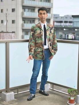 「ラブアンドピース2020」｜「アイテム（ミリタリージャケット）」を使った、uichi410さん（メンズ・177cm）の秋コーディネート