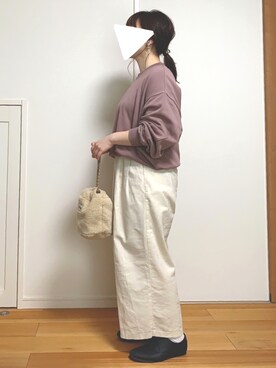 「ゆるゆる」｜「アイテム（スウェット）」を使った、riiさん（レディース・153cm）の春コーディネート
