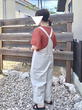 「ホワイトパンツ」｜「アイテム（サロペット/オーバーオール）」を使った、riiさん（レディース・153cm）の春コーディネート