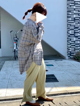 「ビッグシャツ」｜「アイテム（パンプス）」を使った、riiさん（レディース・153cm）の春コーディネート