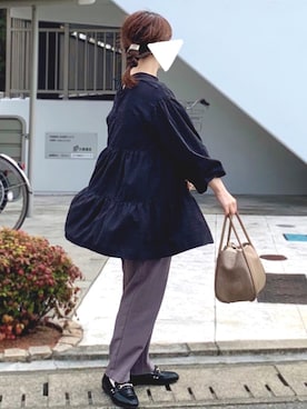 「春めきシューズ」｜「アイテム（チュニック）」を使った、riiさん（レディース・153cm）の春コーディネート