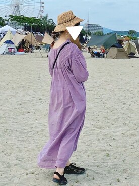 「HITCH HIKE（ヒッチハイク）のアイテム」を使った、riiさん（レディース・153cm）の夏コーディネート