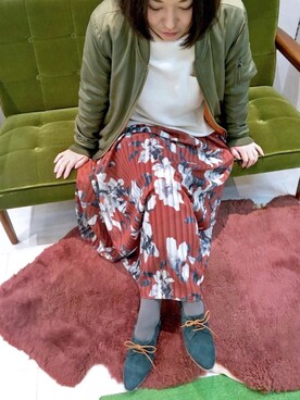 「アイテム（ドレスシューズ、グリーン系）」を使った、つっち〜だよ。さん（レディース・153cm）の秋コーディネート