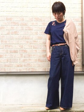「3can4on（サンカンシオン）のアイテム（ブルゾン）」を使った、タナさん（レディース・155cm）の夏コーディネート