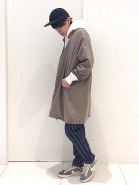 「Champion」｜「アイテム（ステンカラーコート）」を使った、Takuya Matsunoさん（メンズ・171cm）の冬コーディネート