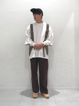 Takuya Matsunoさんの「エクストラルーズTシャツ(5分袖)」を使ったコーディネート