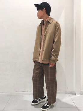 「グレンチェック」｜「アイテム（その他アウター）」を使った、Takuya Matsunoさん（メンズ・171cm）の夏コーディネート
