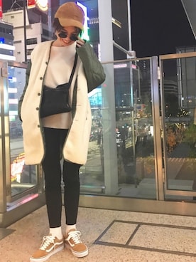 「WEGO（ウィゴー）のアイテム（ノーカラージャケット）」を使った、Oo.hiro.oOさん（レディース・159cm）の冬コーディネート