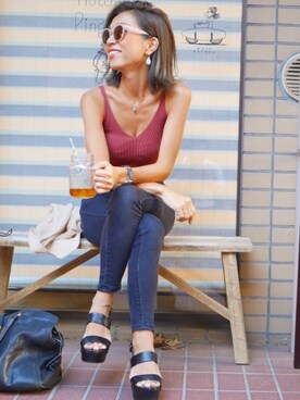 「Yves Saint Laurent（イヴサンローラン）のアイテム」を使った、Oo.hiro.oOさん（レディース・159cm）の夏コーディネート