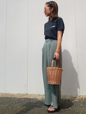 「STUDIOUS（ステュディオス）のアイテム（パンツ）」を使った、Oo.hiro.oOさん（レディース・159cm）の夏コーディネート
