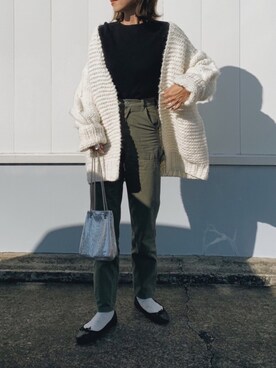「ボリュームニット」｜「アイテム（アクセサリー）」を使った、Oo.hiro.oOさん（レディース・159cm）の冬コーディネート