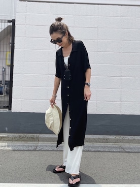 「ロングシャツ」｜「アイテム（財布/小物）」を使った、Oo.hiro.oOさん（レディース・159cm）の夏コーディネート
