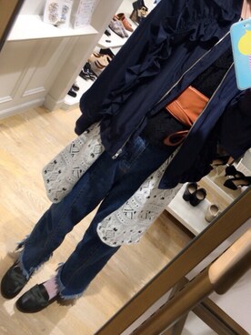 「アイテム（ローファー、グリーン系）」を使った、みぃーてる。さん（レディース・162cm）の春コーディネート