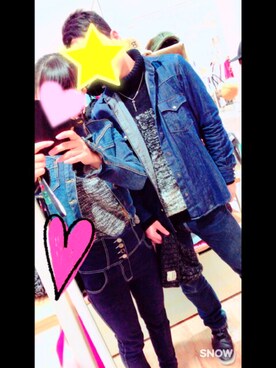 「お揃いコーデ」｜「アイテム（デニムジャケット）」を使った、Mei( ˊ꒳ˋ ) ᐝさん（レディース・152cm）の冬コーディネート