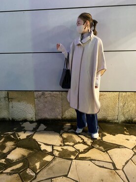 「KBF（ケイビーエフ）のアイテム（ポンチョ）」を使った、kaeee19さん（レディース・154cm）の冬コーディネート