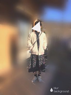 「おでかけ」｜「アイテム（MA-1）」を使った、まるこさん（レディース・161cm）の冬コーディネート