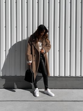 「H&M（エイチ・アンド・エム）のアイテム（チェスターコート）」を使った、mutsumiさん（レディース・163cm）の秋コーディネート