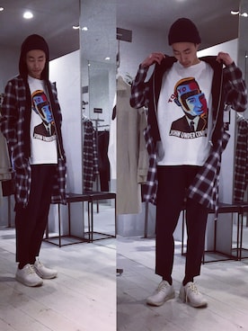 「JohnUNDERCOVER（ジョンアンダーカバー）のアイテム（パンツ）」を使った、kzk_utさん（メンズ・180cm）の冬コーディネート