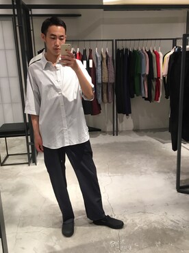 「UNITED TOKYO（ユナイテッドトウキョウ）のアイテム（シャツ/ブラウス、ホワイト系）」を使った、kzk_utさん（メンズ・180cm）の夏コーディネート