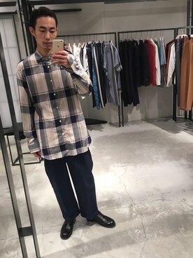 「UNITED TOKYO（ユナイテッドトウキョウ）のアイテム（シャツ/ブラウス、ホワイト系）」を使った、kzk_utさん（メンズ・180cm）の夏コーディネート