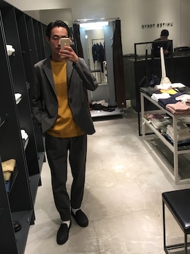 「UNITED TOKYO（ユナイテッドトウキョウ）のアイテム（テーラードジャケット、グレー系）」を使った、kzk_utさん（メンズ・180cm）の夏コーディネート