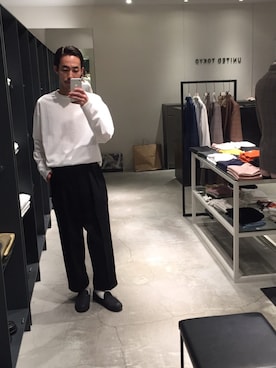 「UNITED TOKYO（ユナイテッドトウキョウ）のロングスリーブカットソー（Tシャツ/カットソー、ホワイト系）」を使った、kzk_utさん（メンズ・180cm）の夏コーディネート