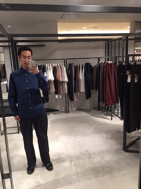 「UNITED TOKYO（ユナイテッドトウキョウ）のThomas Masonブロードレギュラーシャツ（シャツ/ブラウス、ブルー系）」を使った、kzk_utさん（メンズ・180cm）の夏コーディネート