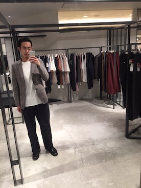 「UNITED TOKYO（ユナイテッドトウキョウ）のテクノラマスムースクルーネックカットソー（Tシャツ/カットソー、ホワイト系）」を使った、kzk_utさん（メンズ・180cm）の夏コーディネート