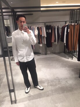 「UNITED TOKYO（ユナイテッドトウキョウ）のThomas Masonブロードレギュラーシャツ（シャツ/ブラウス、ホワイト系）」を使った、kzk_utさん（メンズ・180cm）の夏コーディネート