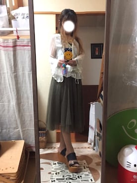 「vanitybeauty（バニティービューティー）の【バニティービューティー】ベルトデザインサボミュールサンダル（サンダル）」を使った、菜実さん（レディース・149cm）の春コーディネート