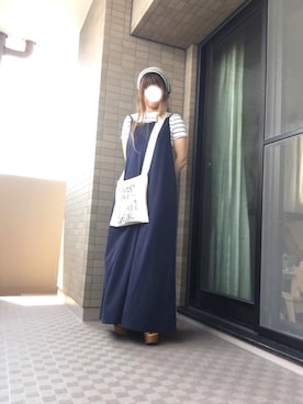 「トートバック」｜「アイテム（オールインワン・サロペット）」を使った、菜実さん（レディース・149cm）の夏コーディネート