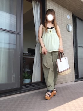 「vanitybeauty（バニティービューティー）の【バニティービューティー】ベルトデザインサボミュールサンダル（サンダル）」を使った、菜実さん（レディース・149cm）の夏コーディネート