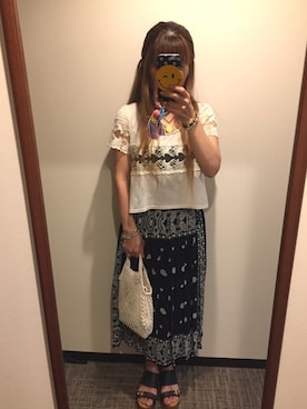 「vanitybeauty（バニティービューティー）の【バニティービューティー】ベルトデザインサボミュールサンダル（サンダル）」を使った、菜実さん（レディース・149cm）の夏コーディネート