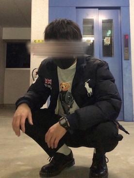「Polo Ralph Lauren」｜「アイテム（ダウンジャケット/コート）」を使った、消火器さん（メンズ・172cm）の冬コーディネート