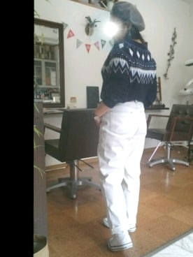 「ハイウエストストレートジーンズ」｜nemunemuさん（レディース・155cm）の冬コーディネート