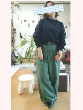 「クロップドトップス」｜「アイテム（スリッポン）」を使った、nemunemuさん（レディース・155cm）の春コーディネート