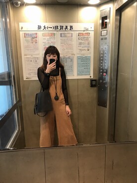 「アイテム（つなぎ/オールインワン、オレンジ系）」を使った、Cherry Chiouさん（レディース・168cm）の夏コーディネート