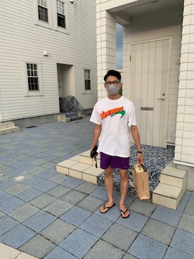 「havaianas（ハワイアナス）のアイテム（ビーチサンダル）」を使った、きょーへーさん（メンズ・169cm）の夏コーディネート