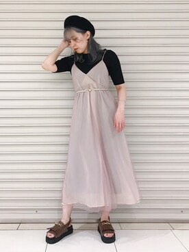 「LOWRYS FARM（ローリーズファーム）のアイテム（イヤリング（片耳用））」を使った、MAKIさん（レディース・161cm）の春コーディネート