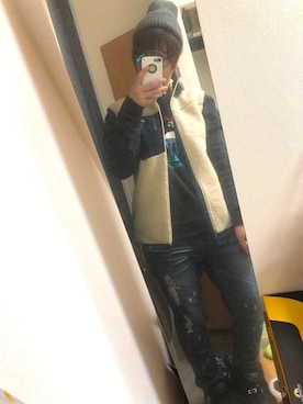「CHUMS（チャムス）のアイテム（スウェット）」を使った、ふくちゃんさん（レディース・162cm）の冬コーディネート